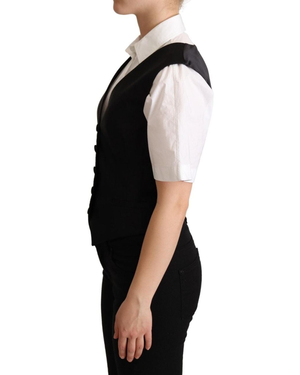 Dolce & Gabbana Black Silk Sleeveless Waistcoat Vest
