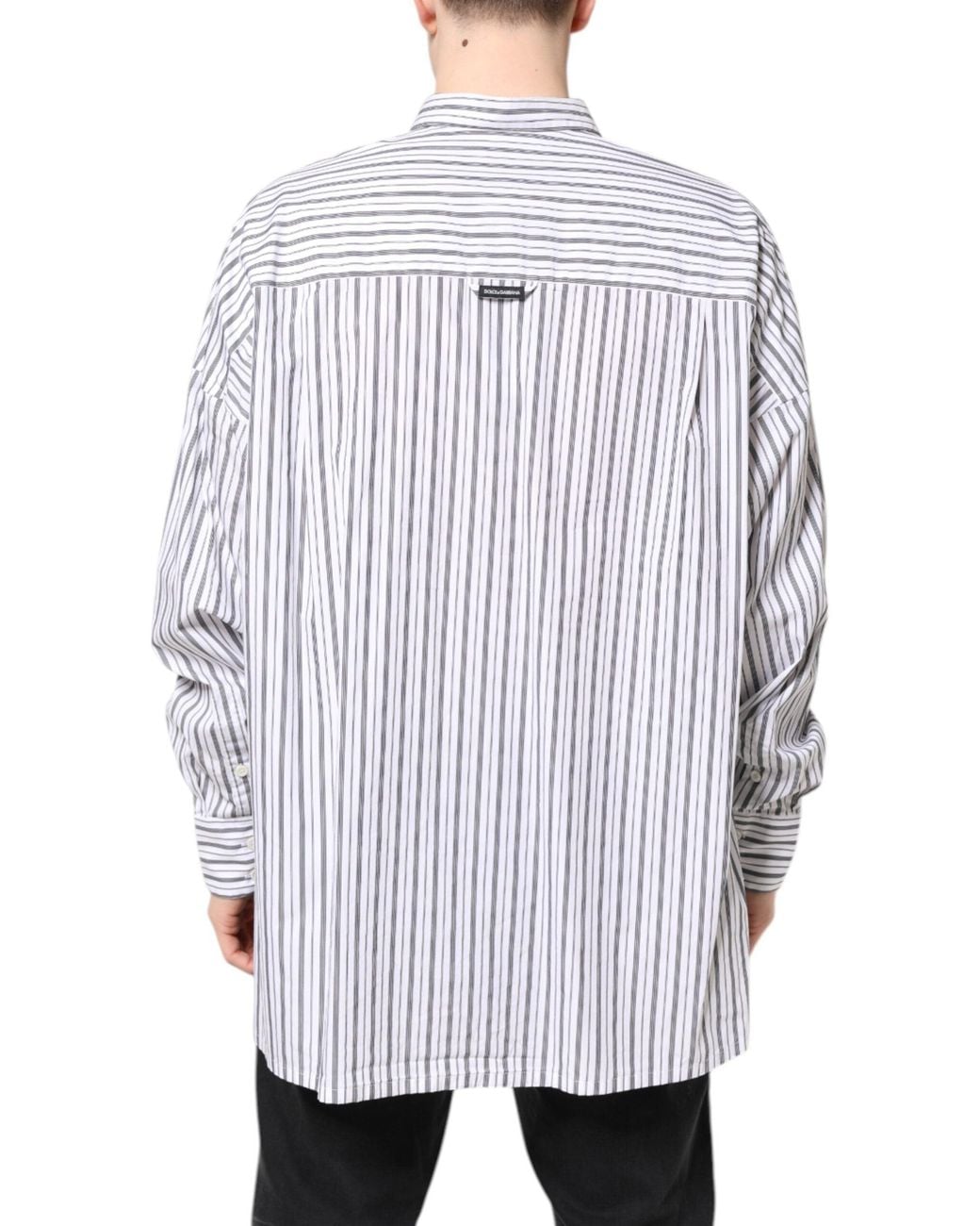 Dolce & Gabbana White Stripe Button Down Casual Shirt for men