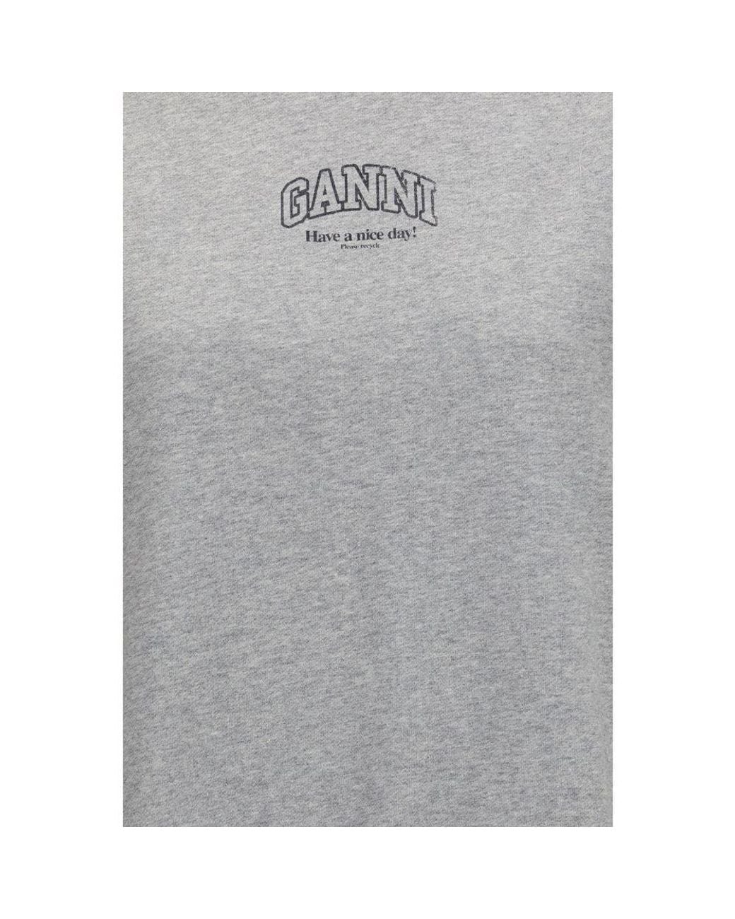 Ganni Gray Cotton Sweatshirt