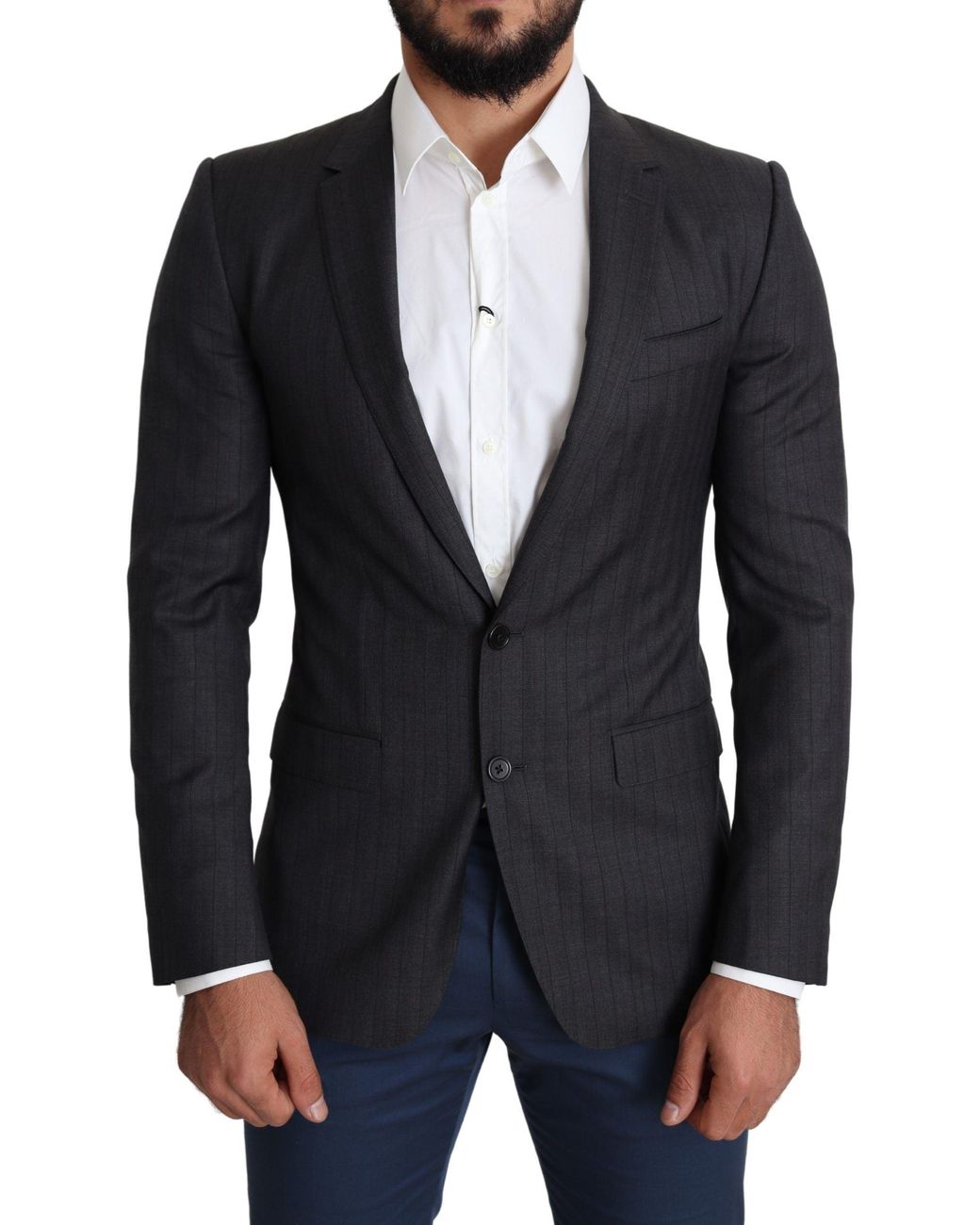 Dolce & Gabbana Black Elegant Virgin Wool Martini Blazer for men