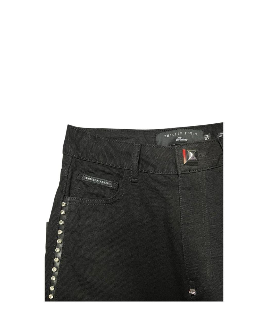 Philipp Plein Blue Black Cotton Pant