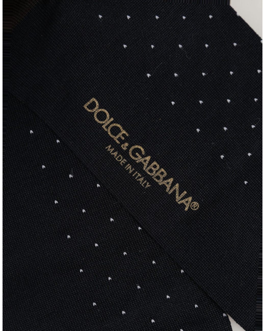 Dolce & Gabbana Blue Men Black Cotton Polka Dot Over The Calf Socks