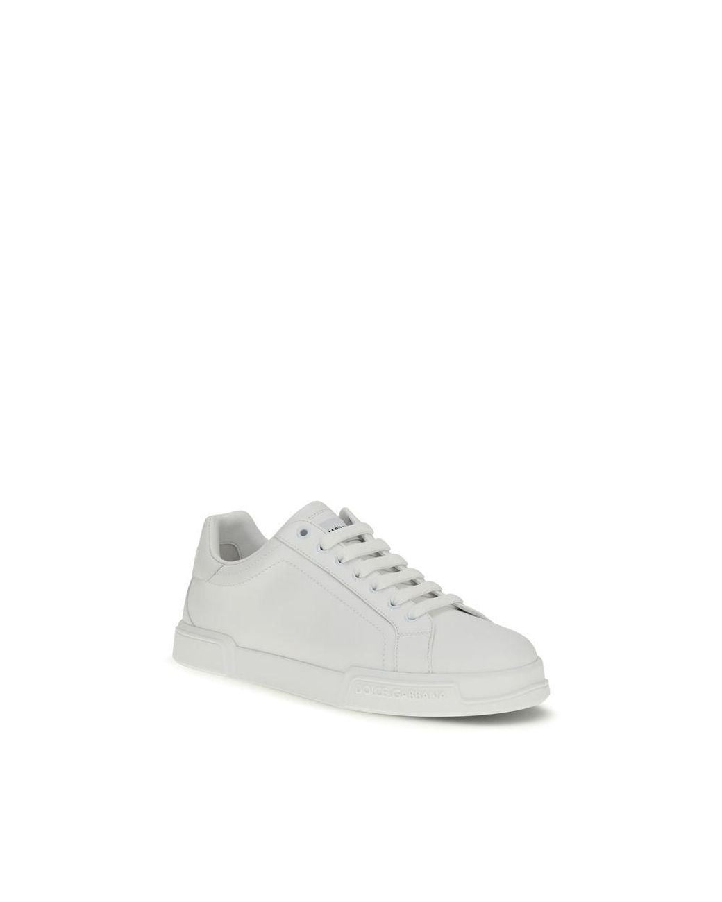Dolce & Gabbana White Calf Leather Bos Taurus Low Top Sneakers for men