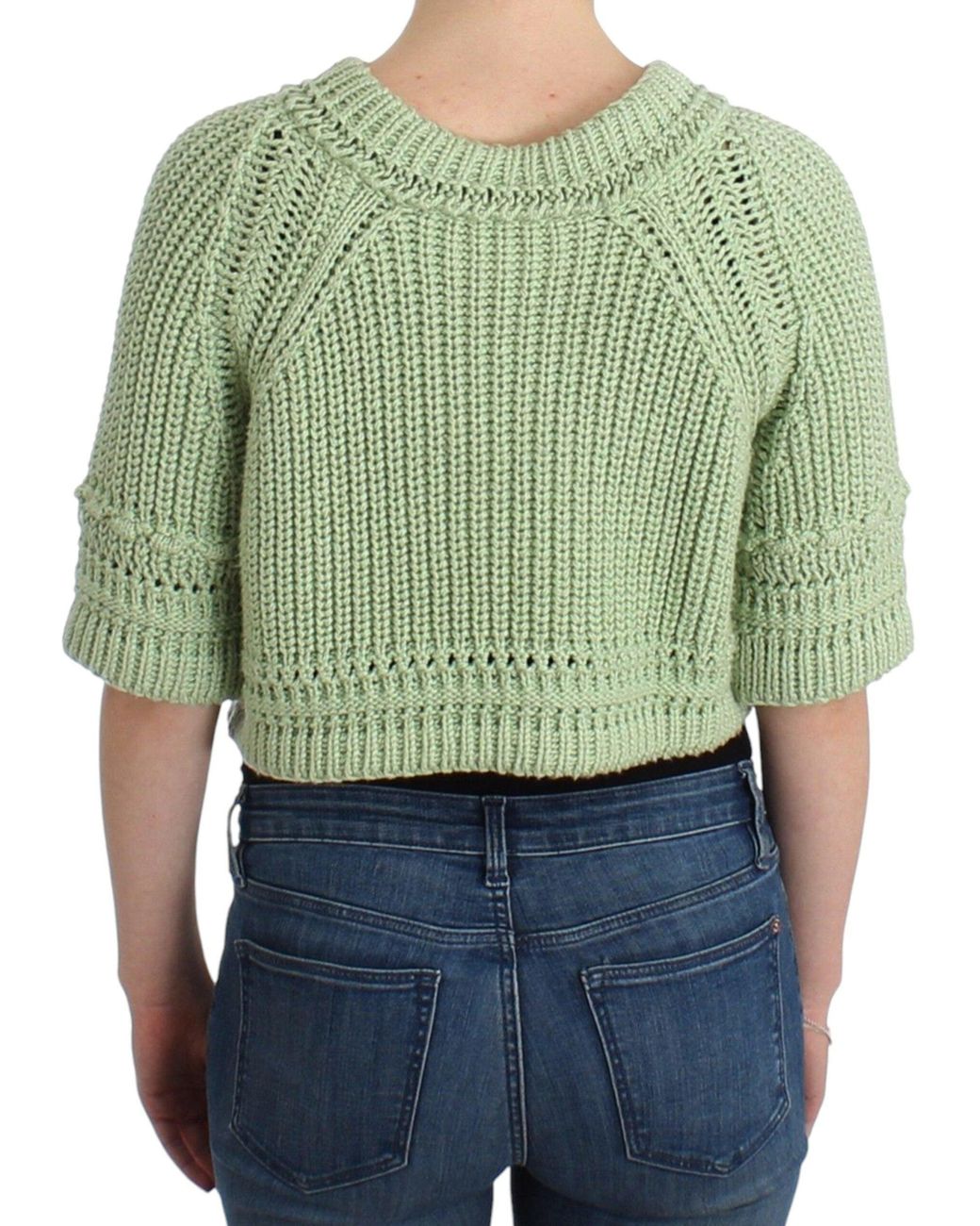 Ermanno Scervino Green Chic Cropped Cotton Sweater