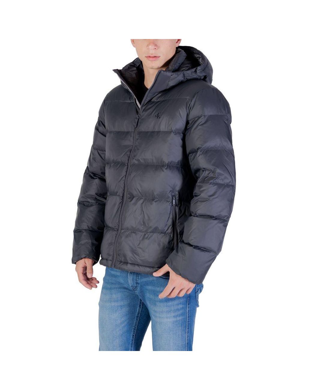 Calvin Klein Blue Gray Polyamide Coat for men