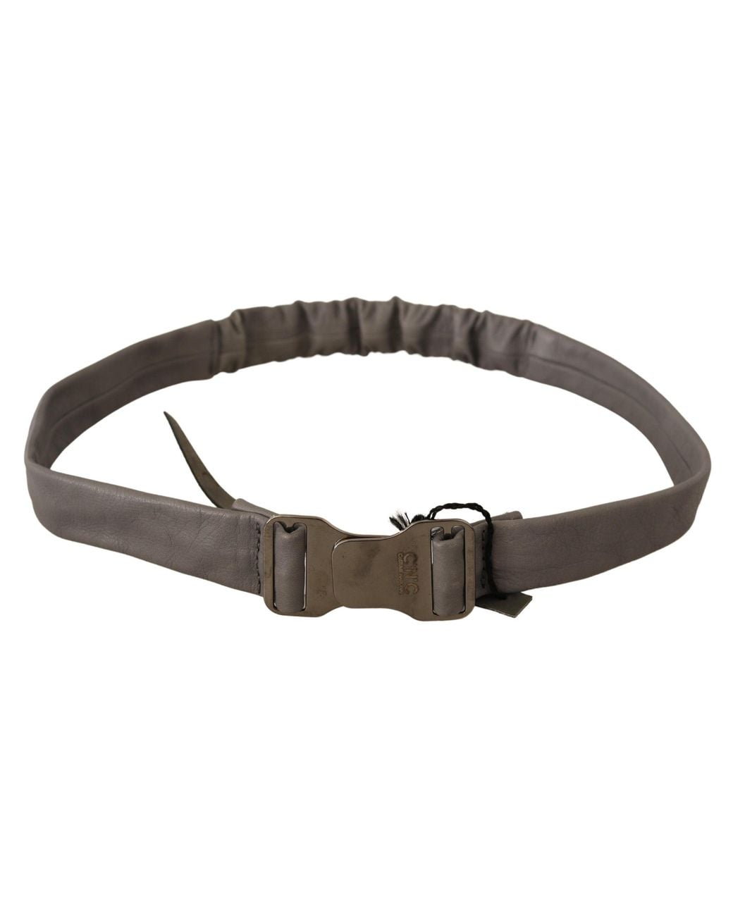 CoSTUME NATIONAL Black Leather Silver Buckle Waist Belt
