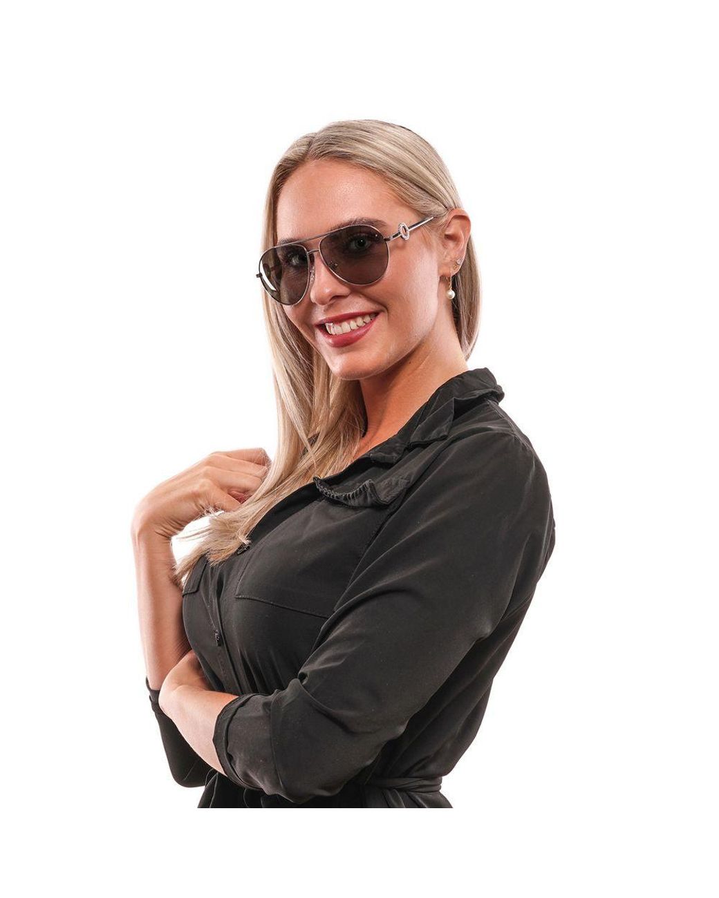 Guess Gray Silver Metal Sunglasses