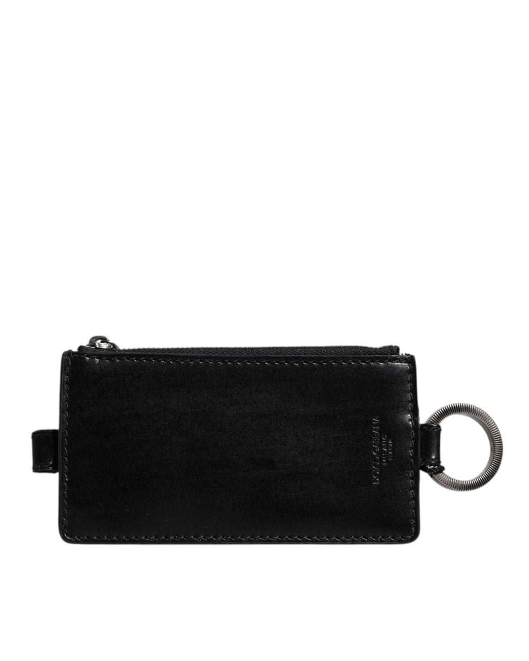 Dolce & Gabbana Black Horse Leather Lanyard Logo Card Holder Wallet for men