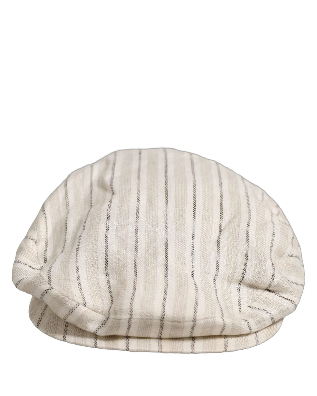 Dolce & Gabbana Gray Striped Linen Newsboy Capello Hat for men