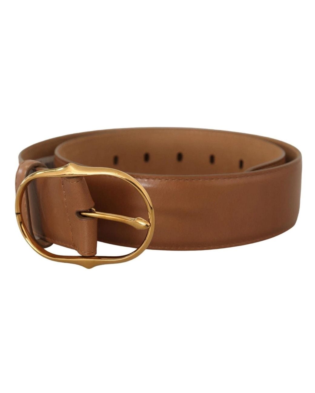 CoSTUME NATIONAL Black Brown Leather Gold Metal Oval Buckle Belt