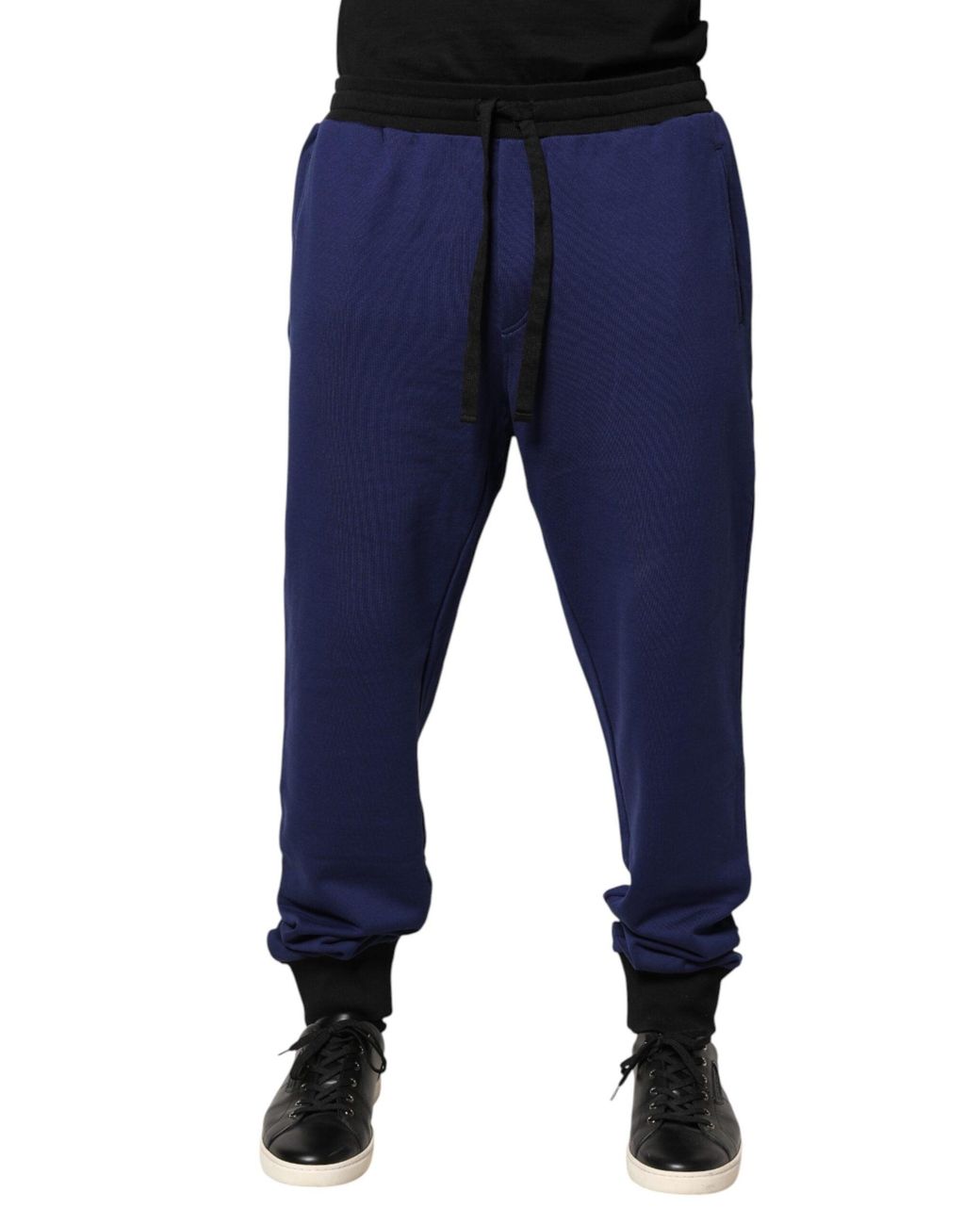 Dolce & Gabbana Blue Cotton Mid Waist Jogger Trousers Pants for men