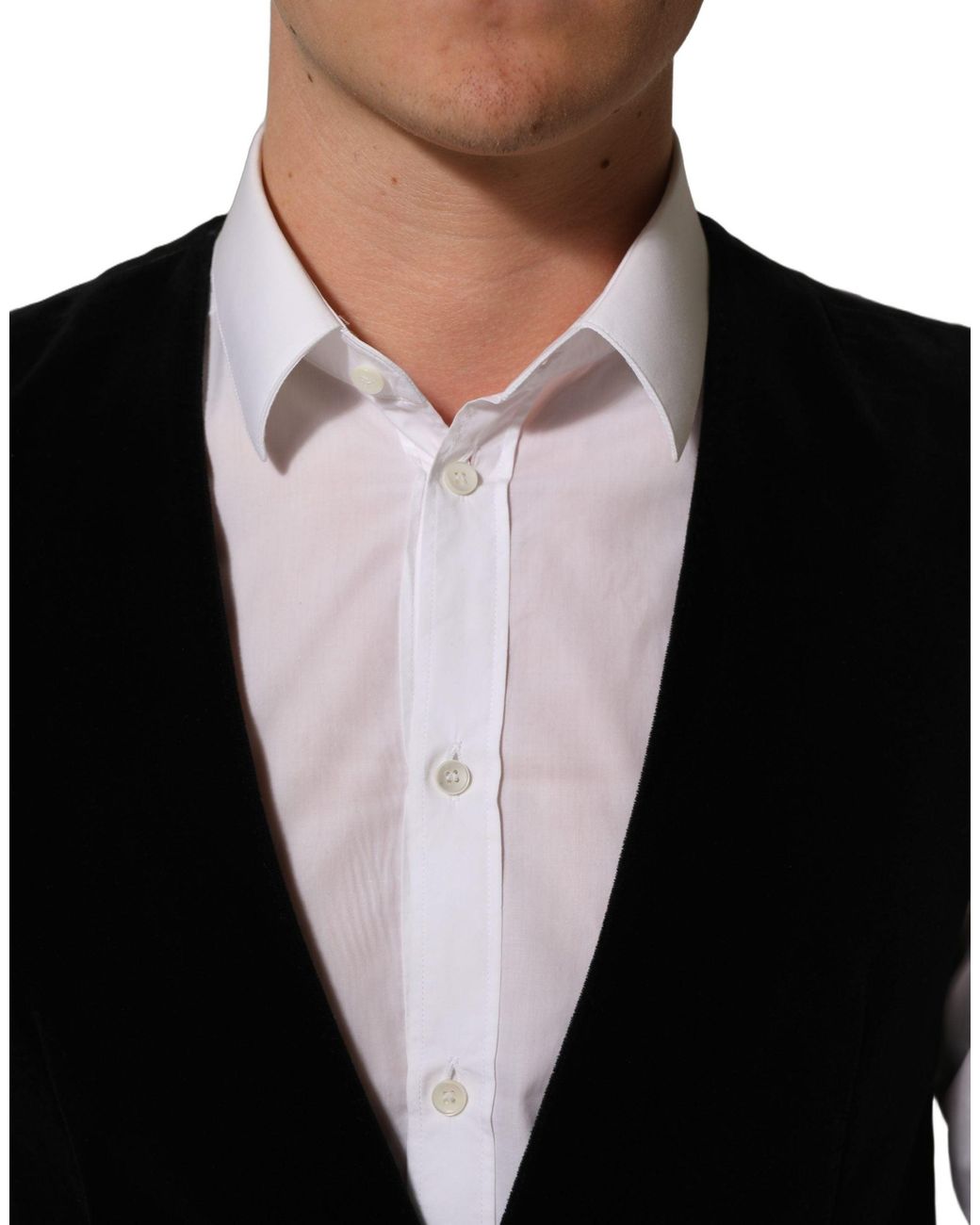 Dolce & Gabbana Black Wool Blend Waistcoat Formal Dress Vest for men