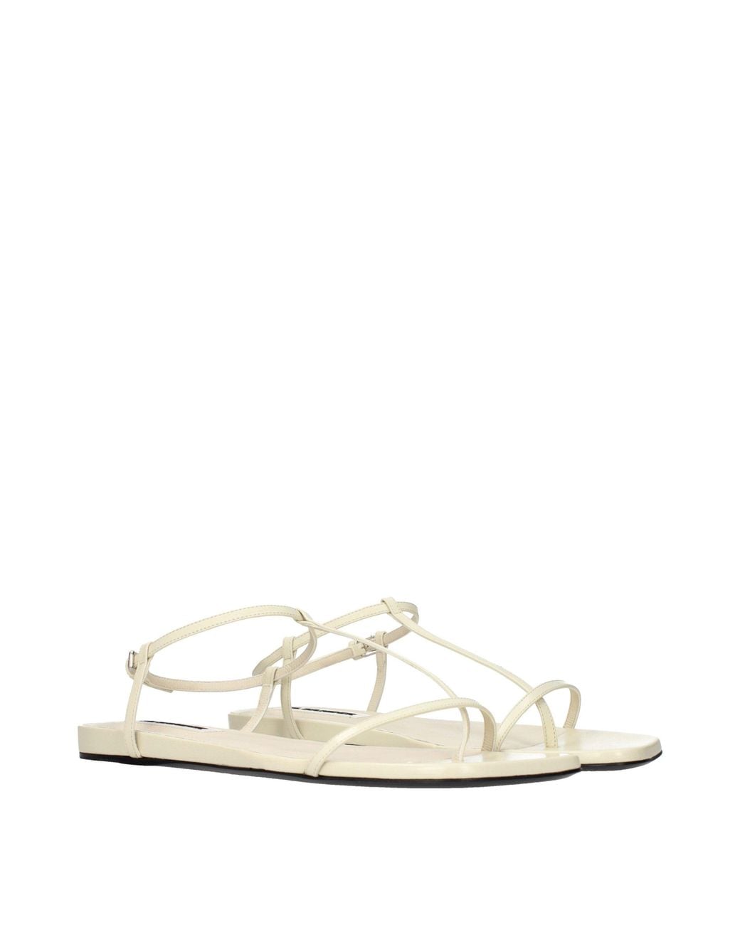 Jil Sander Natural Leather Flip-Flop Sandals
