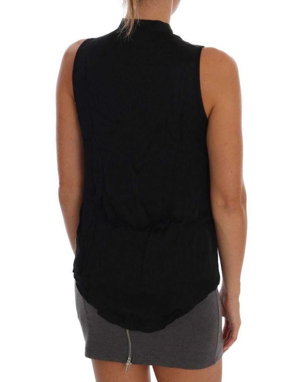 Versace Jeans Black Sleeveless Viscose Blouse Top
