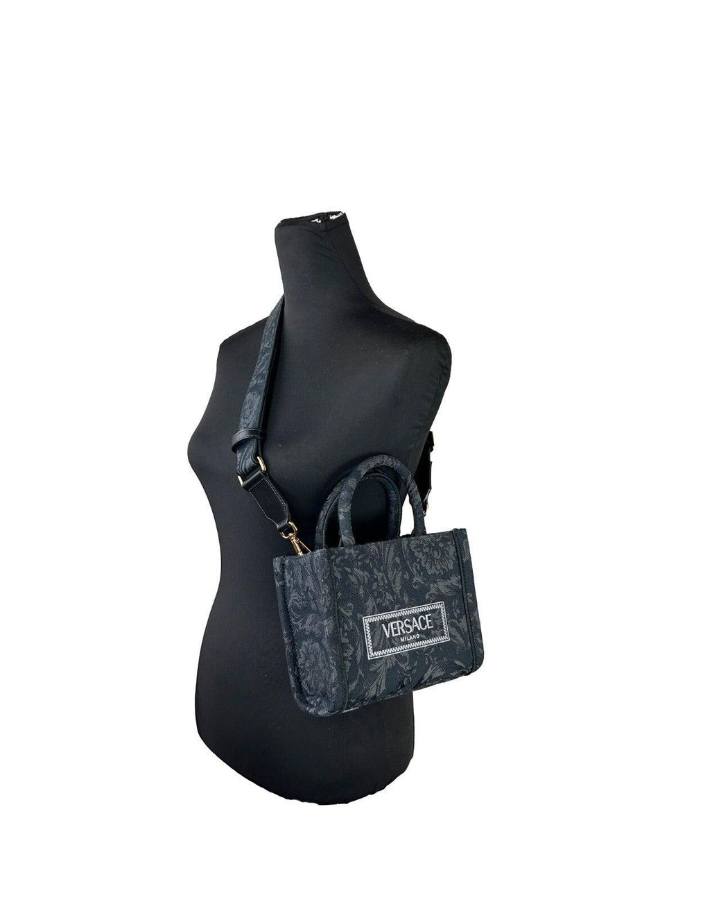 Versace Black Extra Small Athena Shopping Bag Canvas