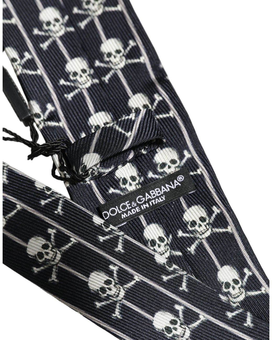 Dolce & Gabbana Black Silk Skull Fantasy Adjustable 'Sd Neckmen's Tie for men
