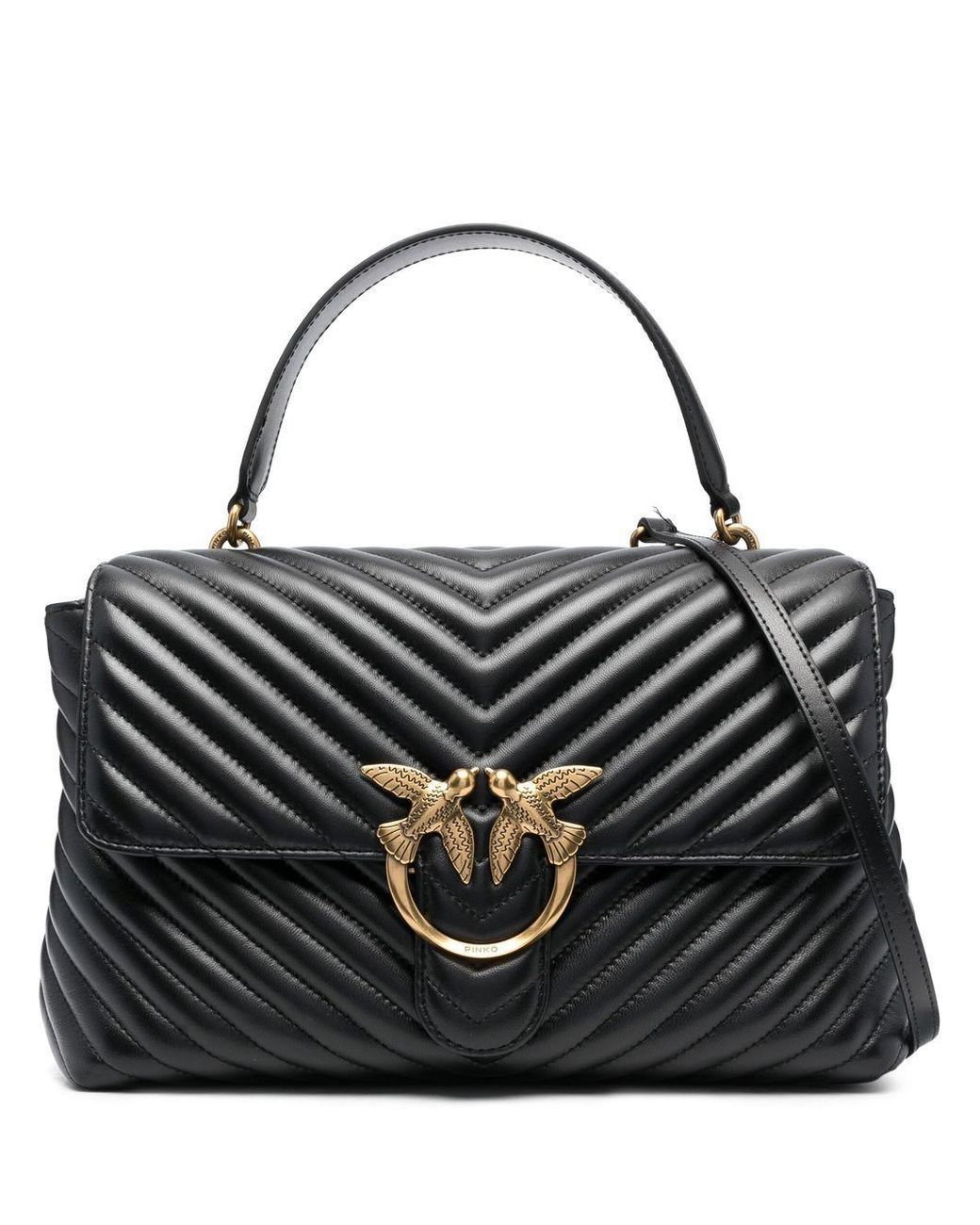 Pinko Gray Love Birds Plaque Shoulder Bag