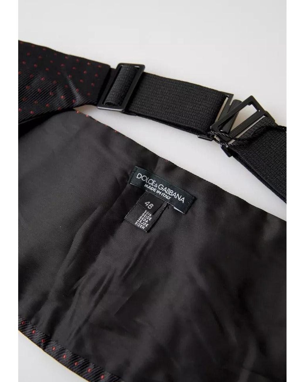Dolce & Gabbana Black Silk Dotted Waist Tuxedo Belt Cummerbund for men