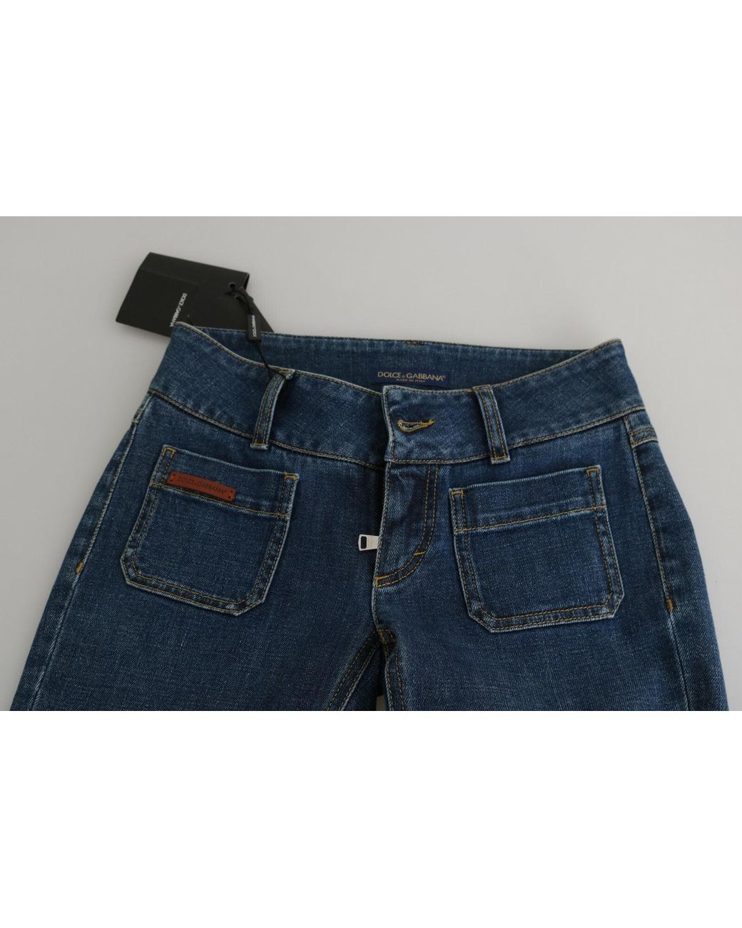 Dolce & Gabbana Blue Slim Fit Cropped Mid Waist Denim Jeans