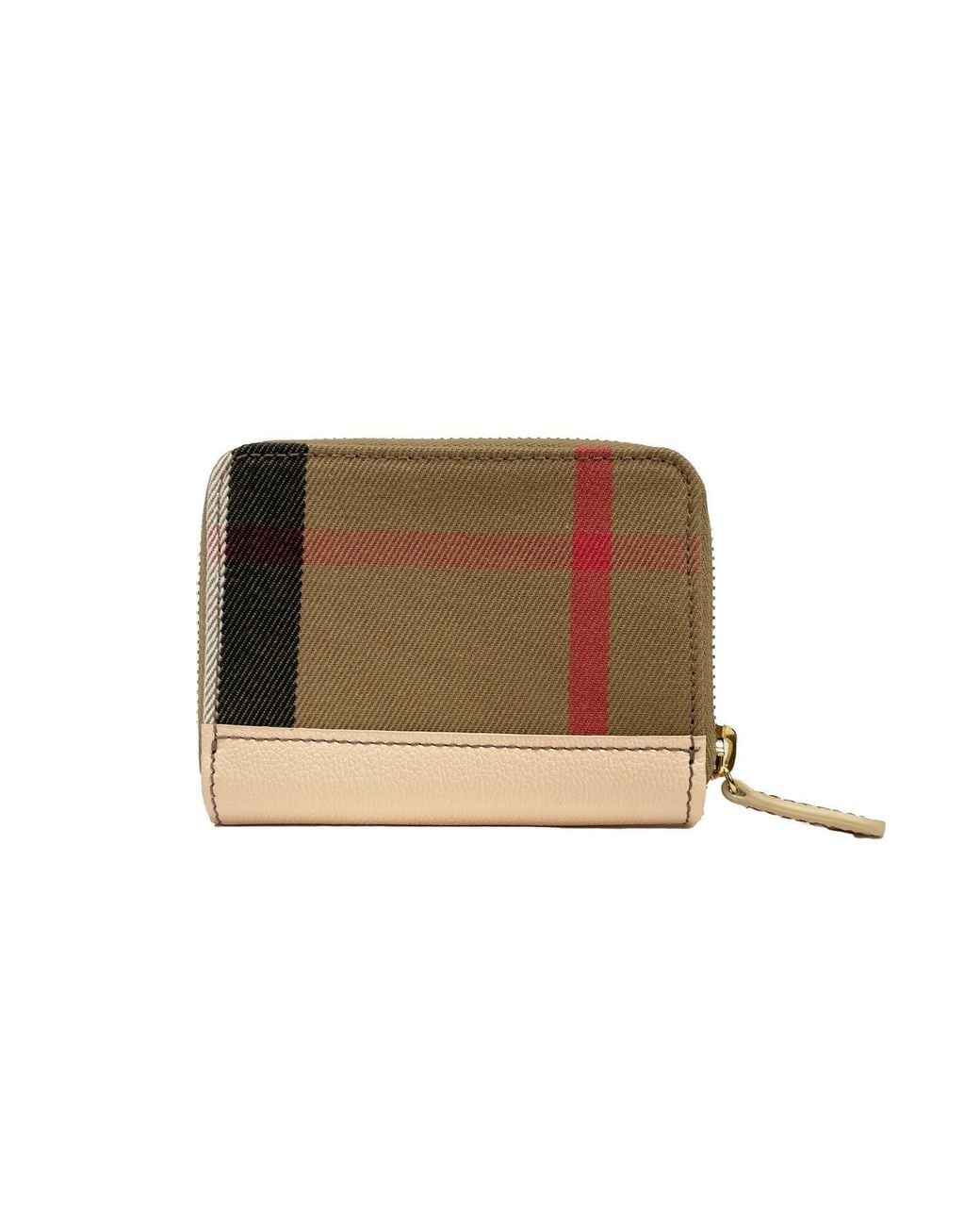 Burberry Black Mn Zip Around Check Coin Wallet