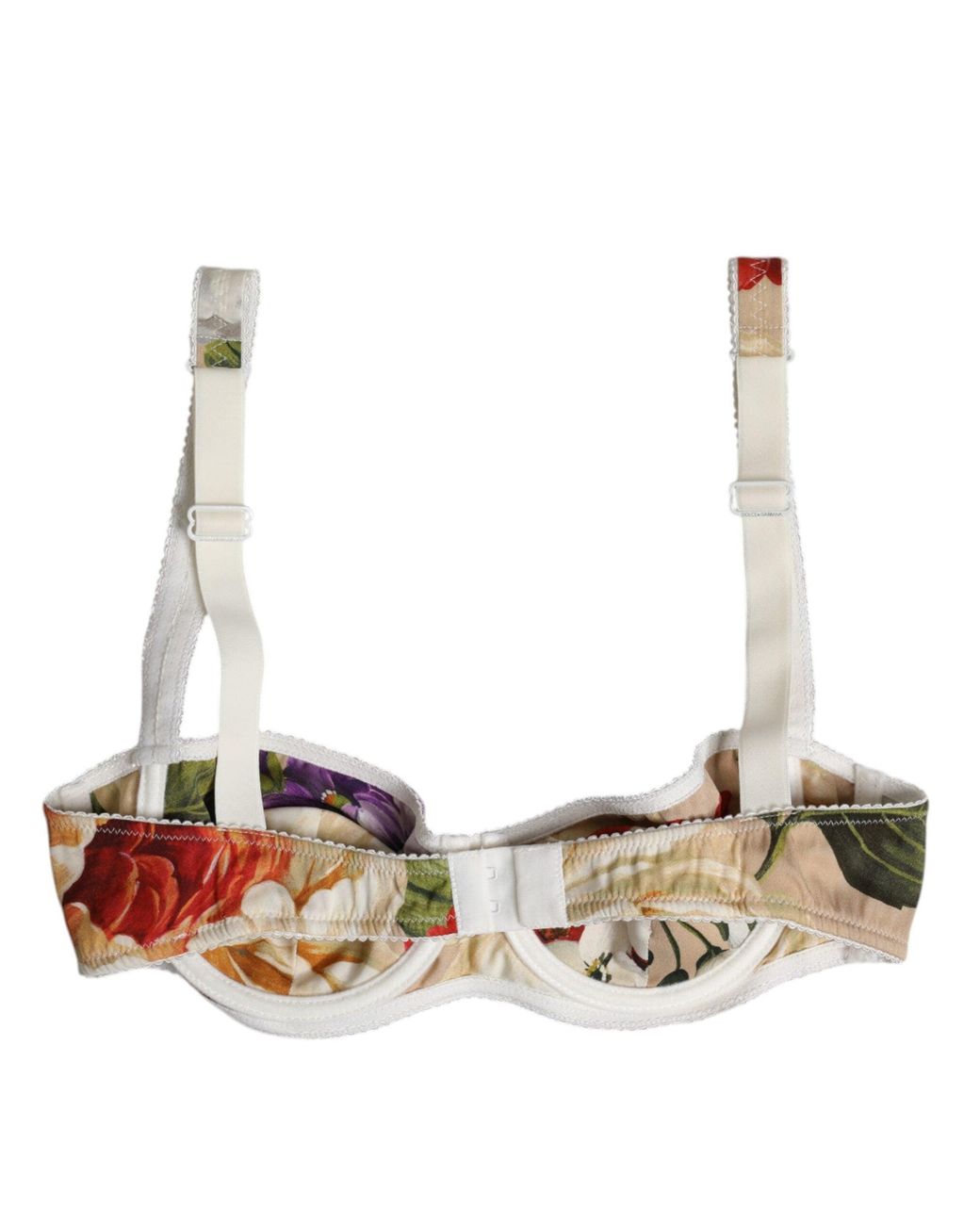Dolce & Gabbana Brown Beige Floral Balconcino Underwired Bra Underwear