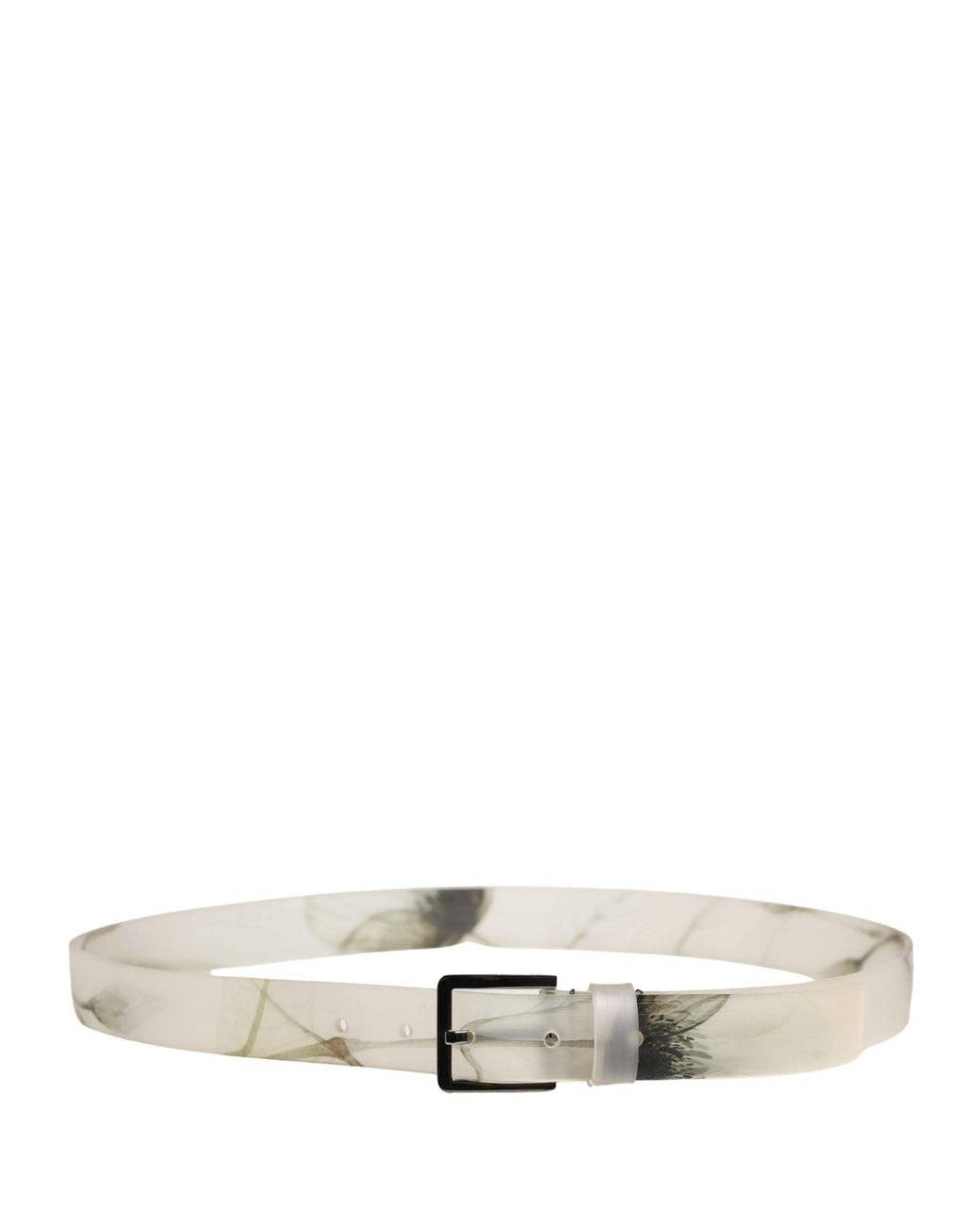 Dolce & Gabbana Gray Floral Pvc Metal Buckle Belt for men