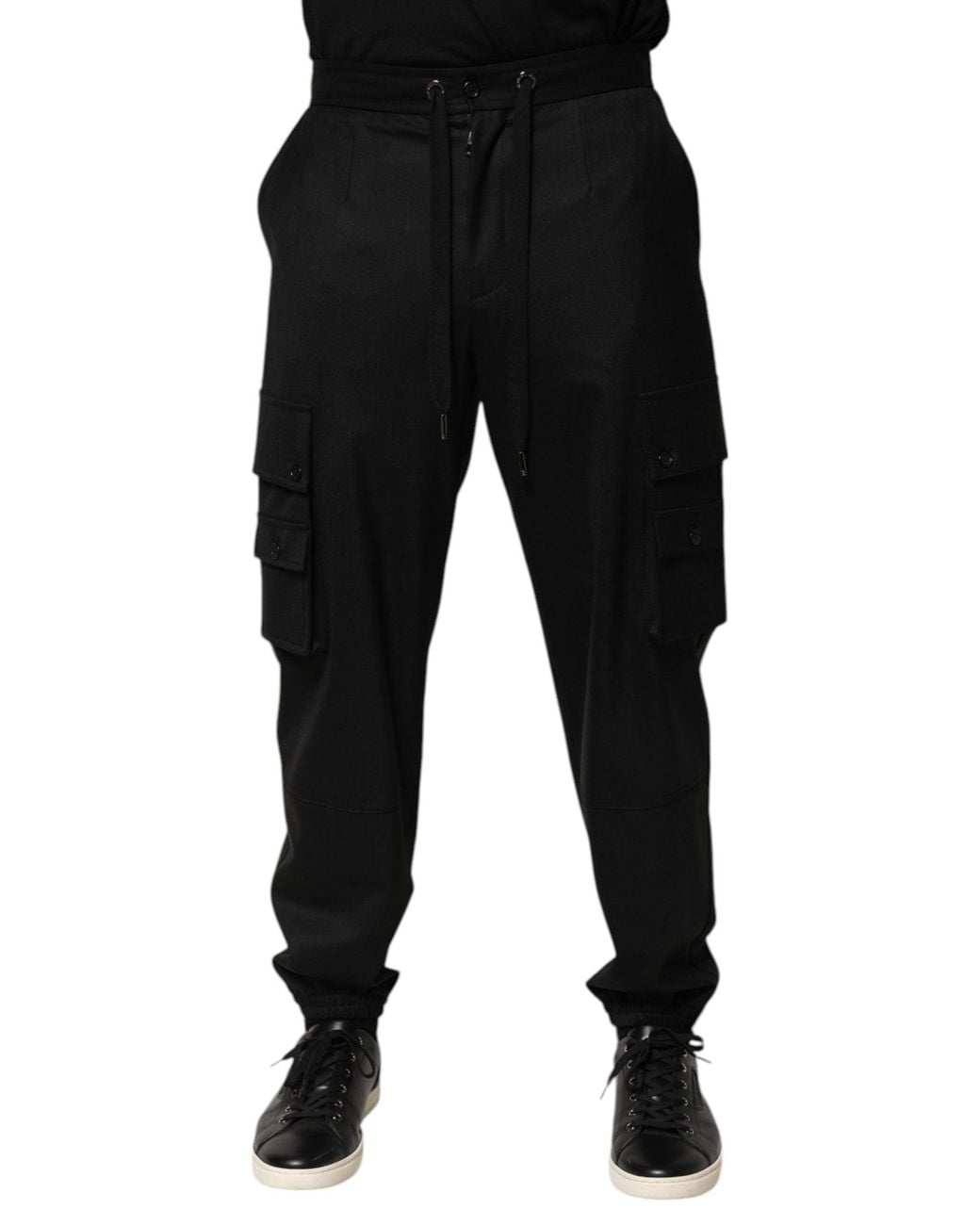 Dolce & Gabbana Solid Black Cargo Jogger Men Sweatpants Pants for men