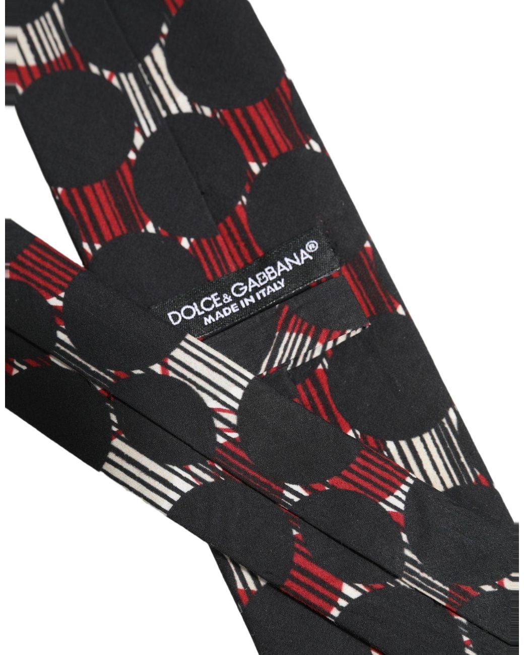 Dolce & Gabbana Black Multicolor Cotton Geometric Adjustable Tied Necktie Tie for men