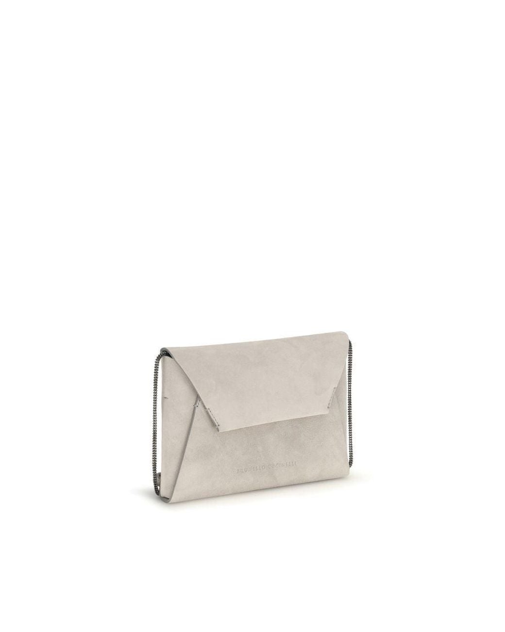 Brunello Cucinelli Gray Calf Leather Bos Taurus Shoulder Bag