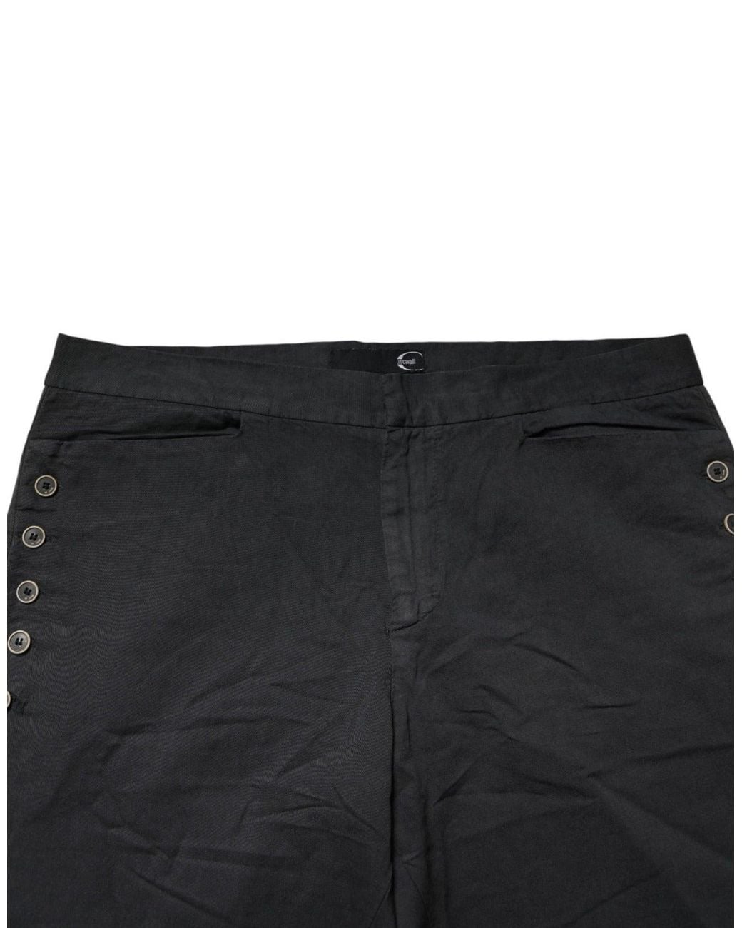 Just Cavalli Black Straight Fit Mid Waist Denim Trouser Jeans Cotton-Elastane for men