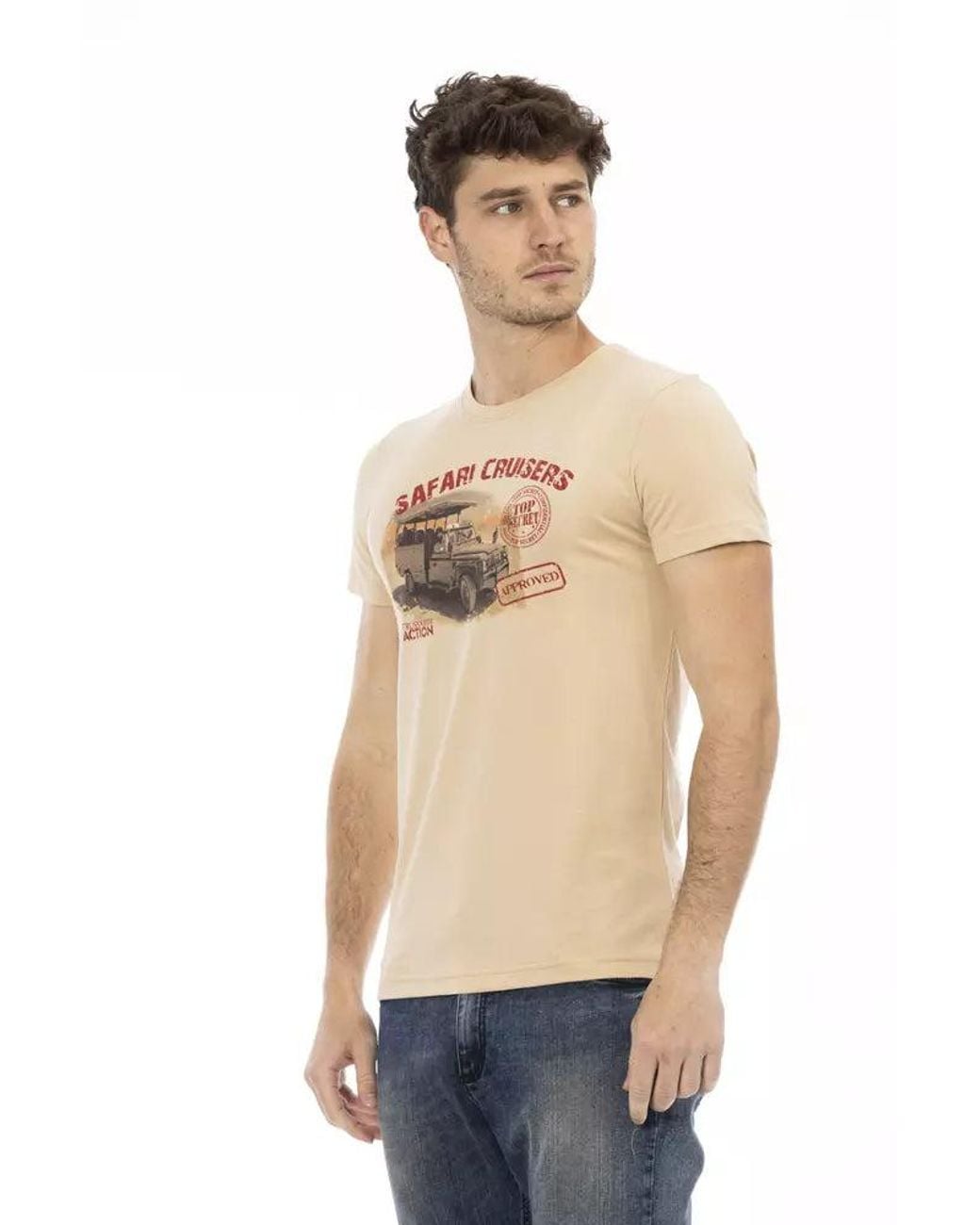 TRUSSARDI ACTION Blue Beige Cotton Men T for men