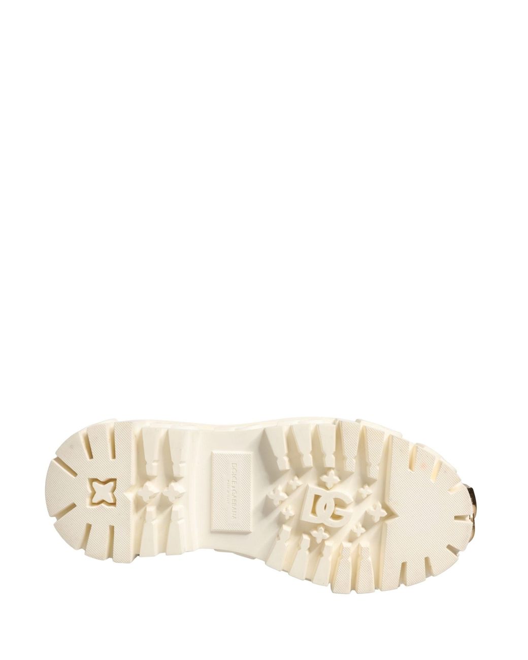 Dolce & Gabbana Natural White Leather Rubber Logo Ankle Boots Shoes