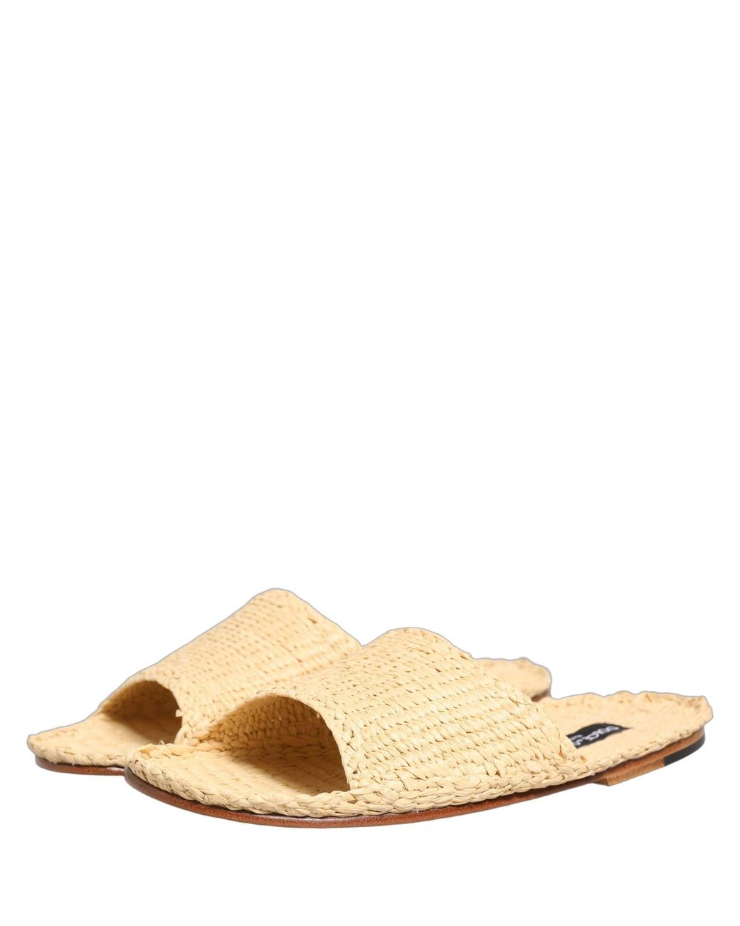 Dolce & Gabbana Natural Beige Straw Raffia Slides Sandals Flats Shoes for men