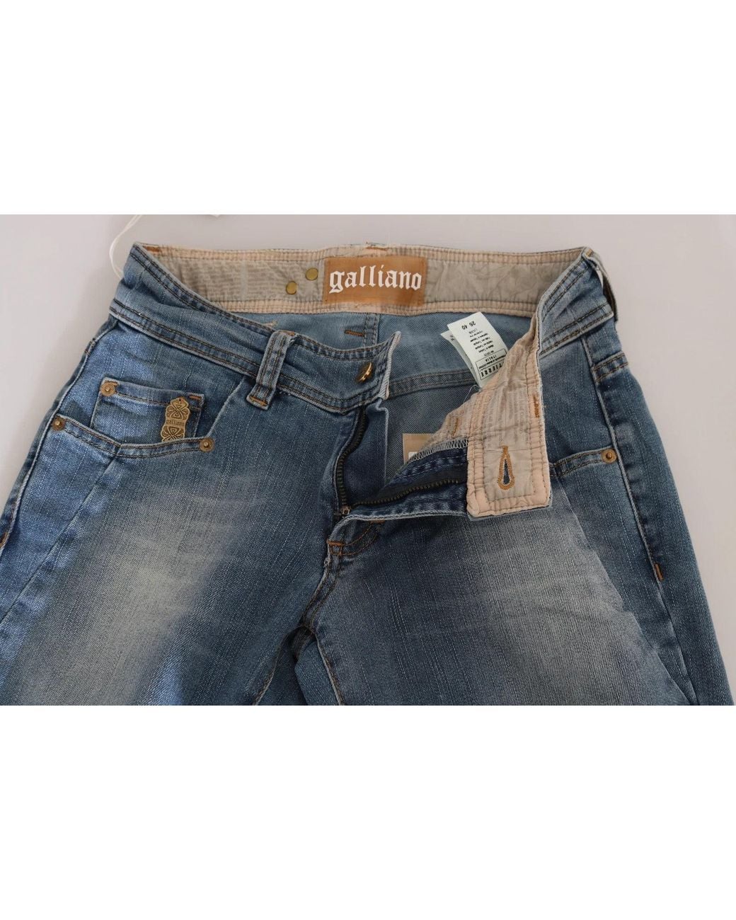 John Galliano Blue Washed Mid Waist Skinny Casual Denim Pants
