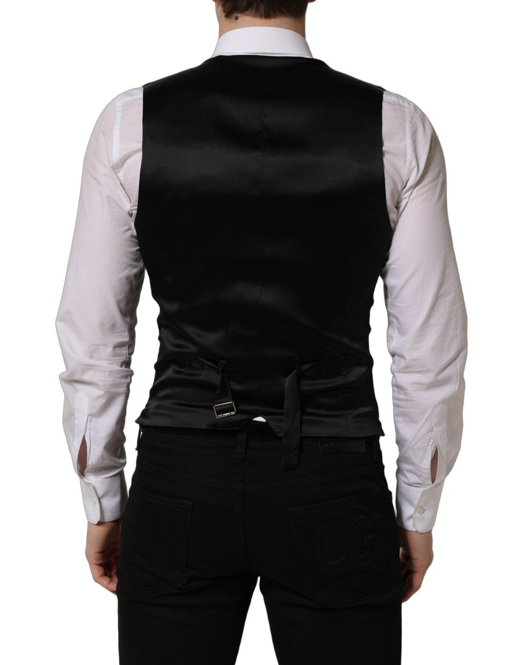 Dolce & Gabbana Black Wool Single Breasted Waistcoat Vest for men