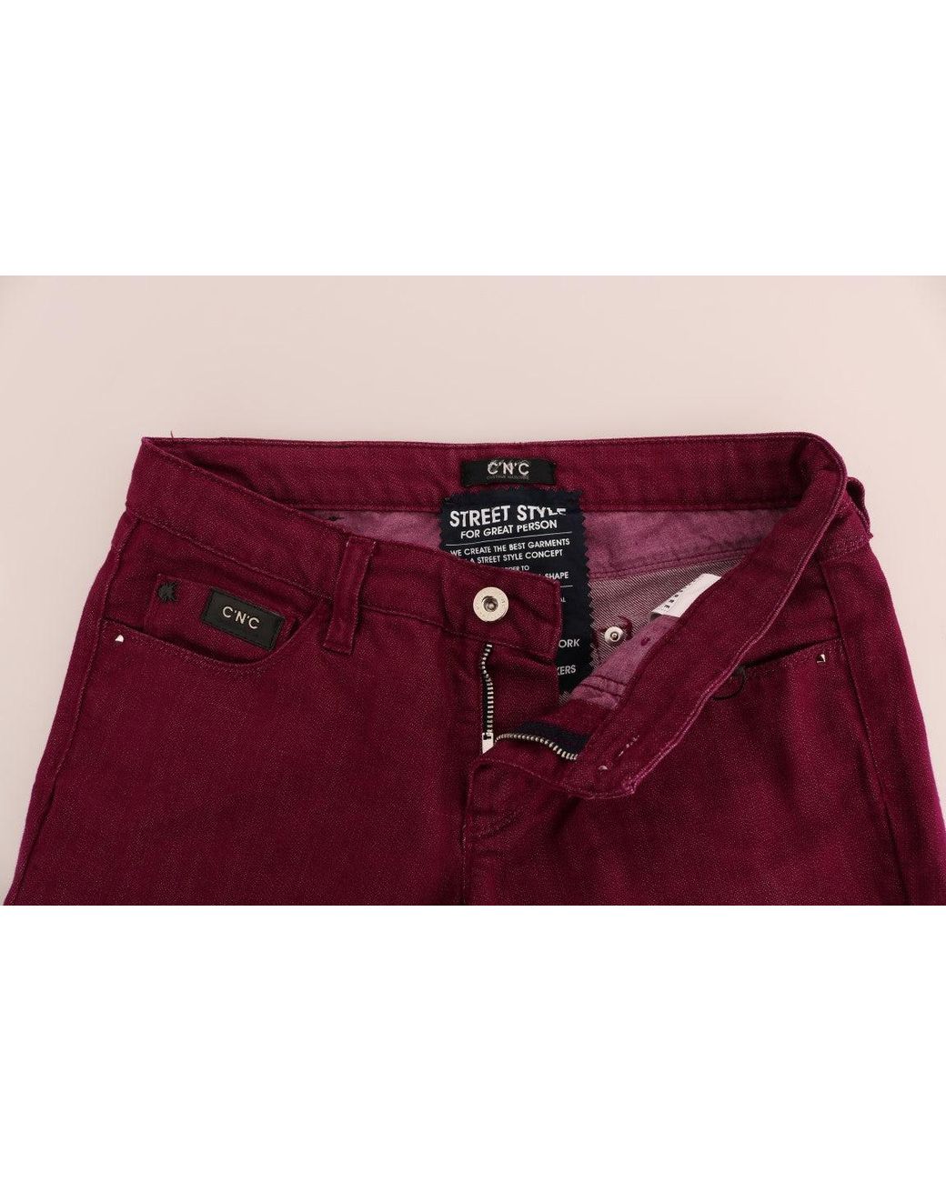 CoSTUME NATIONAL Red Wash Cotton Stretch Denim Jeans
