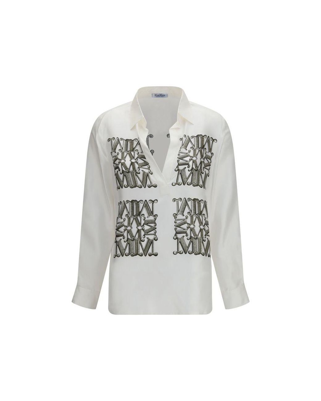 Max Mara Gray White Silk Shirt