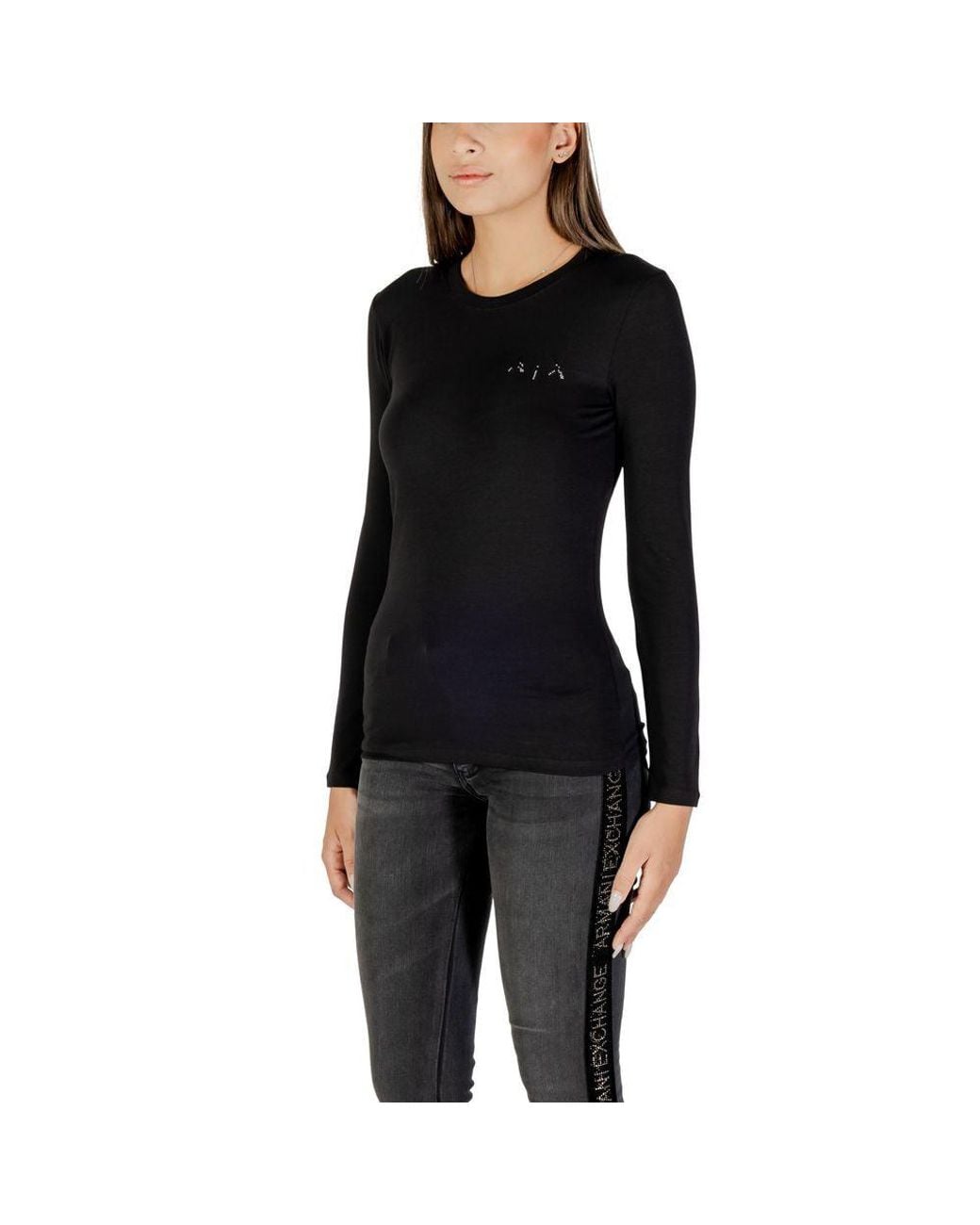 ARMANI EXCHANGE Black Cotton Long Sleeve T