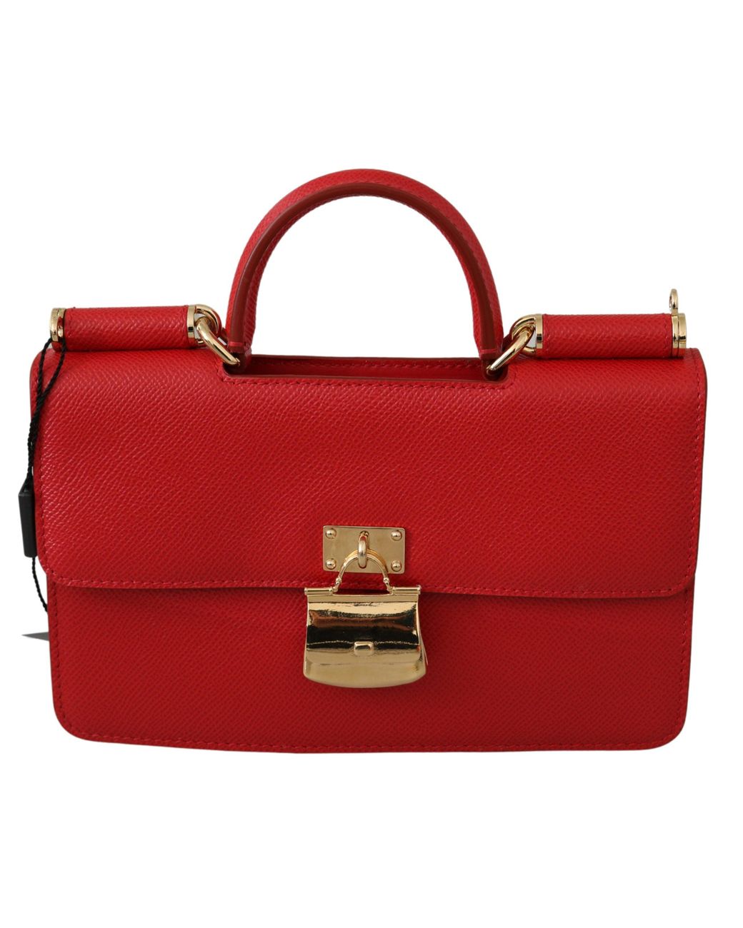 Dolce & Gabbana Red Gold Padlock Sling Phone Clutch Leather Sicily Bag ...