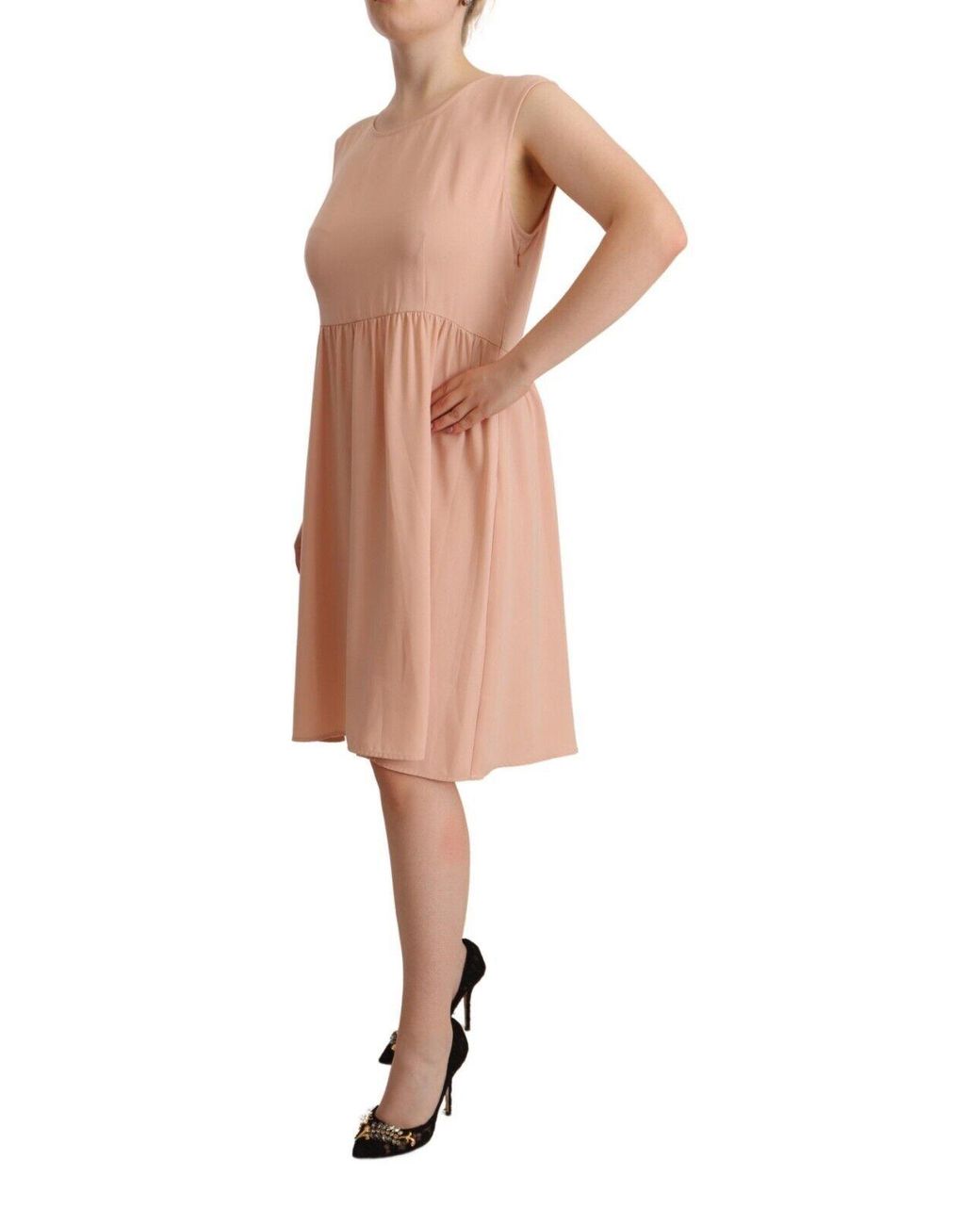 Twinset Natural Polyester Sleeveless Shift Knee Length Dress