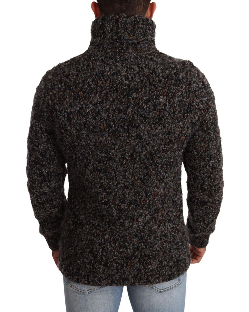 Dolce & Gabbana Black Elegant Speckled Turtleneck Wool-Blend Sweater for men