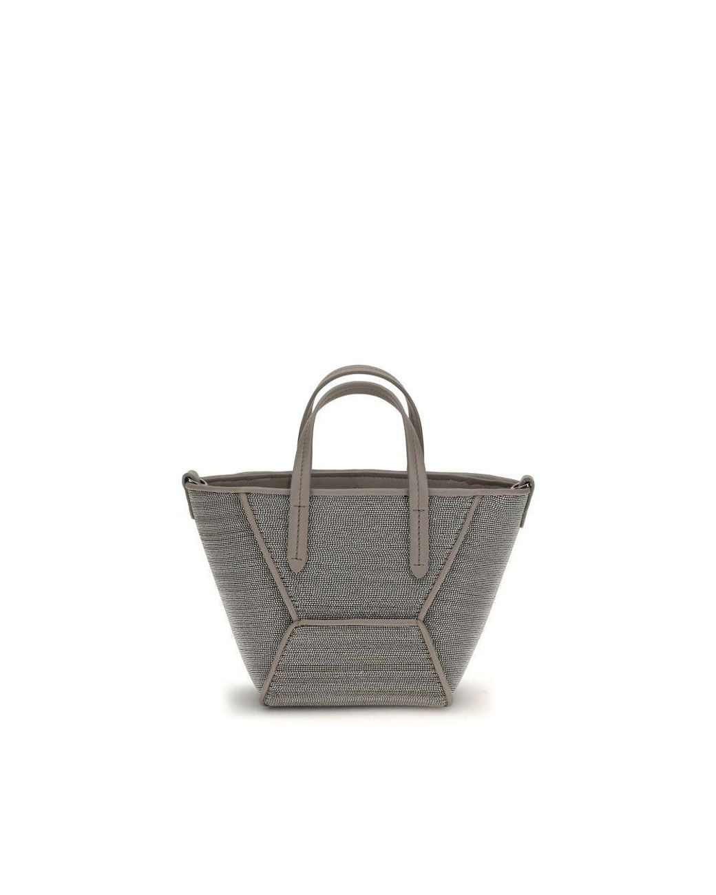 Brunello Cucinelli Gray Calf Leather Bos Taurus Handbag