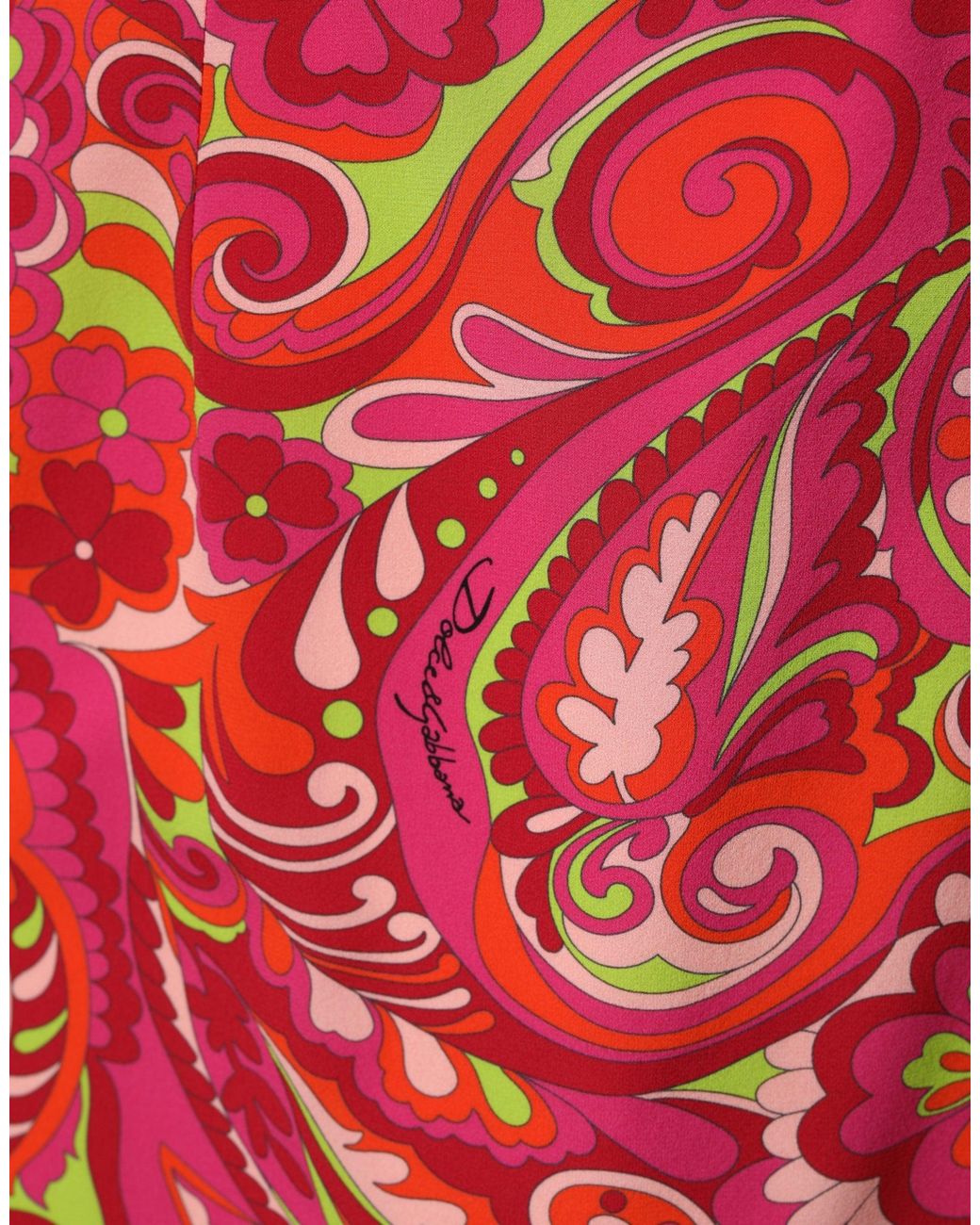Dolce & Gabbana Red Paisley Floral Print Sheath Midi Dress