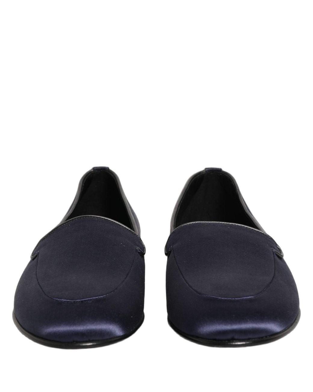 Dolce & Gabbana Blue Satin Logo Slip On Flats Loafers Shoes for men