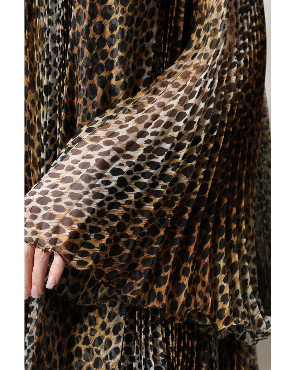 Dolce & Gabbana Brown Leopard Print Scarf Collared Chiffon Dress for men