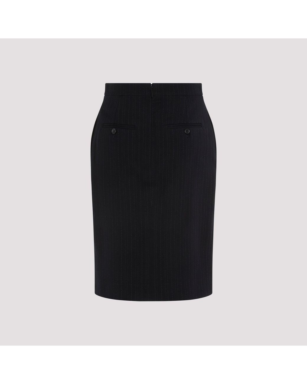 Saint Laurent Black Mid-rise Split-hem Wool-blend Midi Skirt