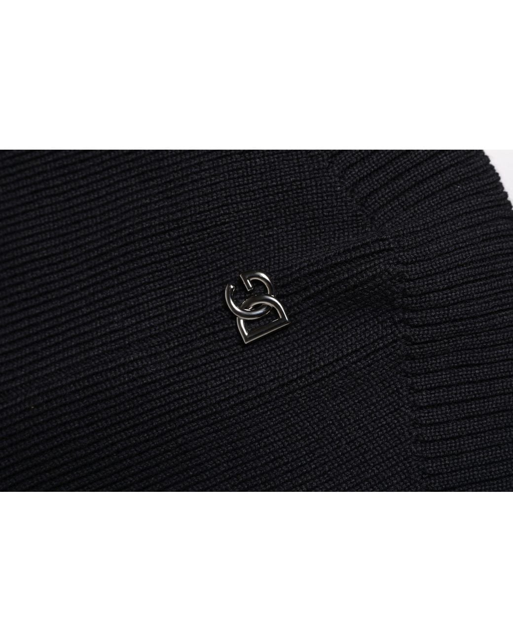 Dolce & Gabbana Black Wool Whole Head Wrap Balaclava Hat for men