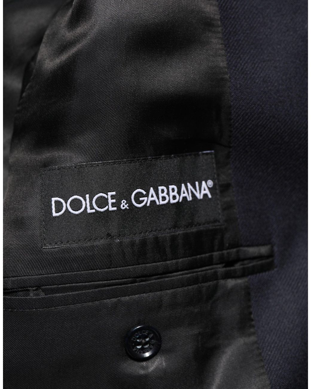 Dolce & Gabbana Black Dark Blue Wool Men Jacket Coat Blazer Suit for men