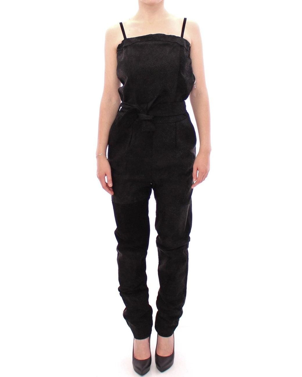 La Maison Du Couturier Leather Jumpsuit Black Gss10365