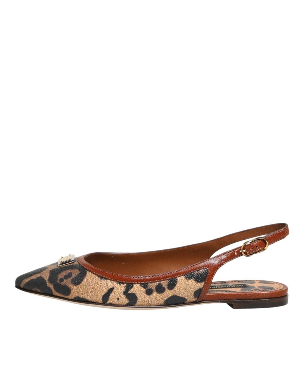 Dolce & Gabbana Brown Leopard Slingback Flats Sandals Shoes Co+Pl+Pu+10Lf